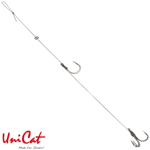 Готовые оснастки на сома UNI CAT SINGLE & TREBLE Hook Rig №4/0 + 1/0 - 110cm / 67kg