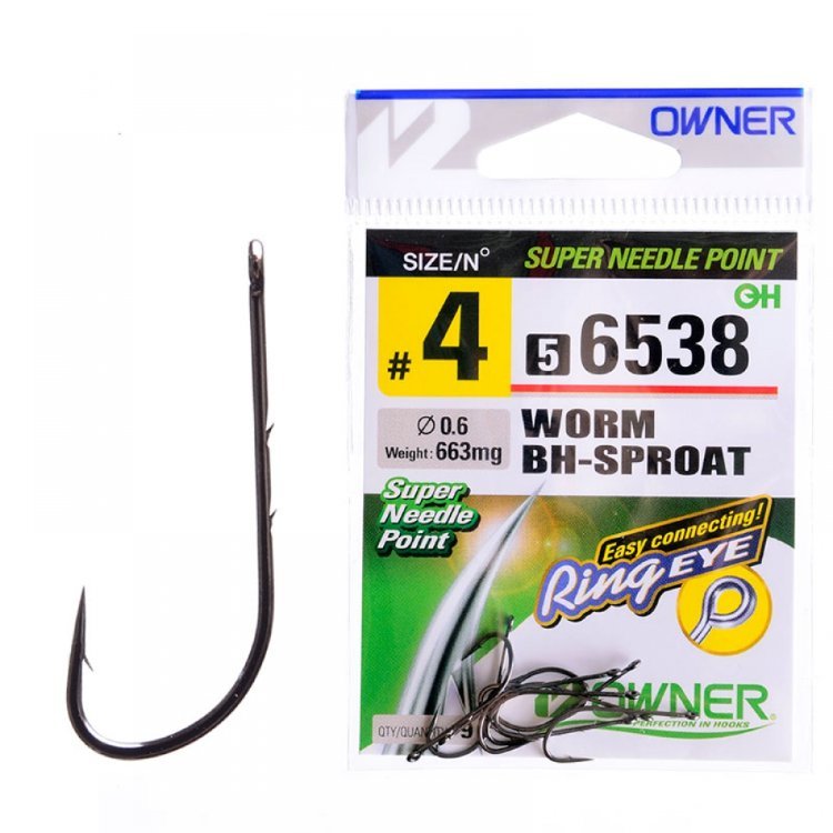 Крючок Owner 56538 Worm BH-Sproat №4 уп.9шт