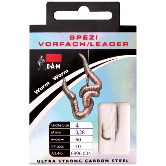 Поводок DAM SPEZI WORM Rig №4 / 0,28mm / 60cm / 10pcs