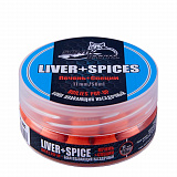 Бойлы насадочные плавающие Sonik Baits LIVER-SPICES Fluo Pop-ups 10 мм 50мл (Печень+Специи)