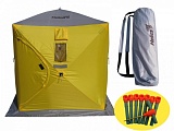 Палатка зимняя куб 1,8х1,8м (желтый/серый) Helios