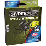 Леска плетеная+флуорокарбон SPIDER WIRE® STEALTH® SMOOTH X8 PE BRAID & FLUOROCARBON - 0.11&0.30mm / 150&50m /10.3&5.0kg - MOSS GREEN/CLEAR